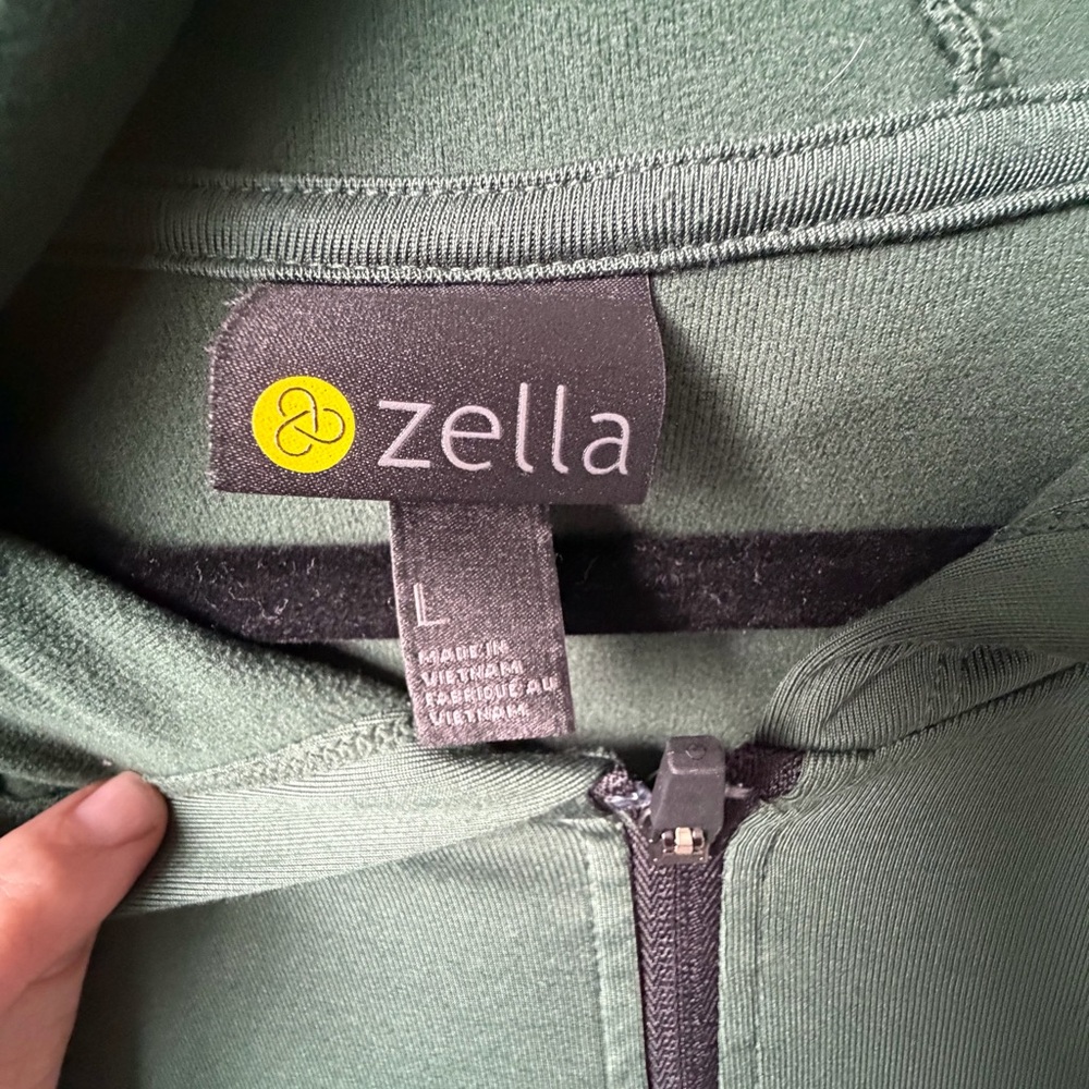 Zella Green Zip Up Hoodie Jacket Drawstring Hem Large - Picture 5 of 8